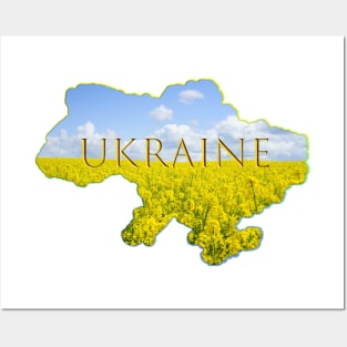 Ukrainian map with national colors. Posters and Art